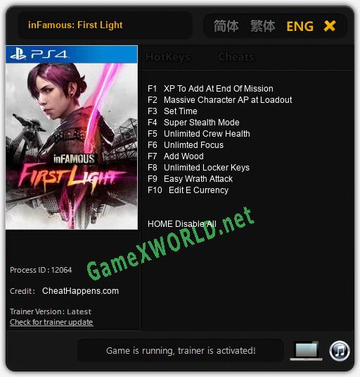 inFamous: First Light: Читы, Трейнер +10 [CheatHappens.com]