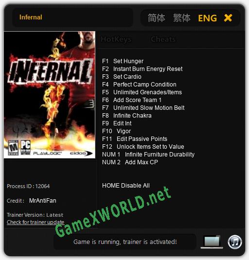 Infernal: Читы, Трейнер +14 [MrAntiFan]