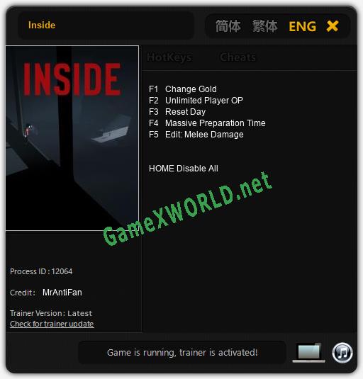 Inside: Читы, Трейнер +5 [MrAntiFan]