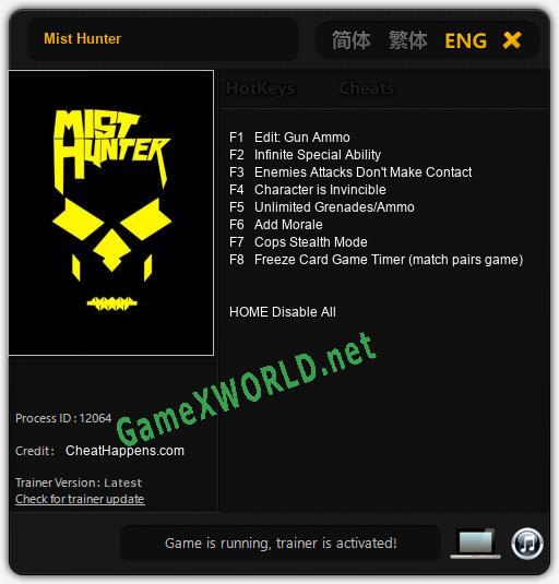 Mist Hunter: Читы, Трейнер +8 [CheatHappens.com]