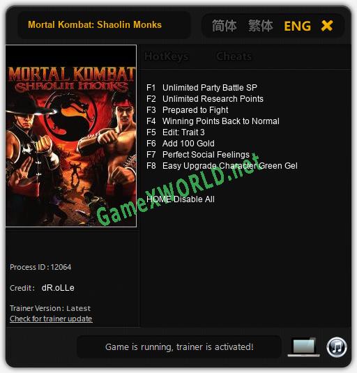 Mortal Kombat: Shaolin Monks: Читы, Трейнер +8 [dR.oLLe]