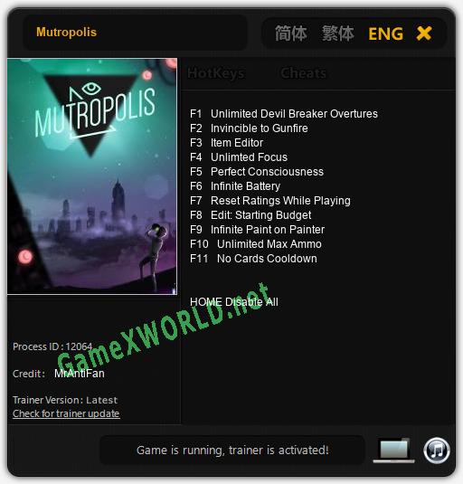 Mutropolis: Читы, Трейнер +11 [MrAntiFan]