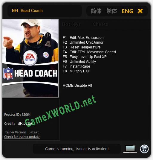 NFL Head Coach: Читы, Трейнер +8 [dR.oLLe]