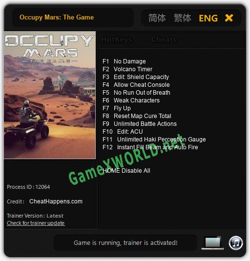 Occupy Mars: The Game: Читы, Трейнер +12 [CheatHappens.com]