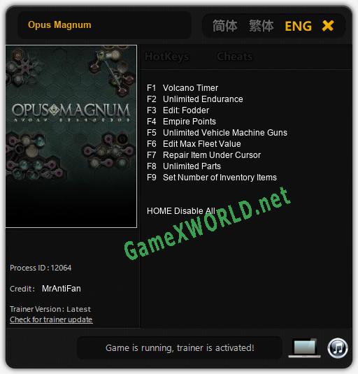 Opus Magnum: Читы, Трейнер +9 [MrAntiFan]