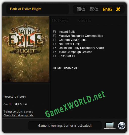 Path of Exile: Blight: Читы, Трейнер +7 [dR.oLLe]