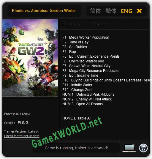 Plants vs. Zombies: Garden Warfare 2: Читы, Трейнер +15 [FLiNG]