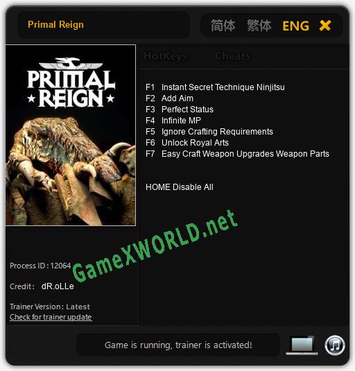 Primal Reign: Читы, Трейнер +7 [dR.oLLe]