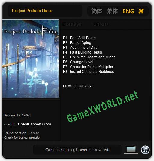 Project Prelude Rune: Читы, Трейнер +8 [CheatHappens.com]