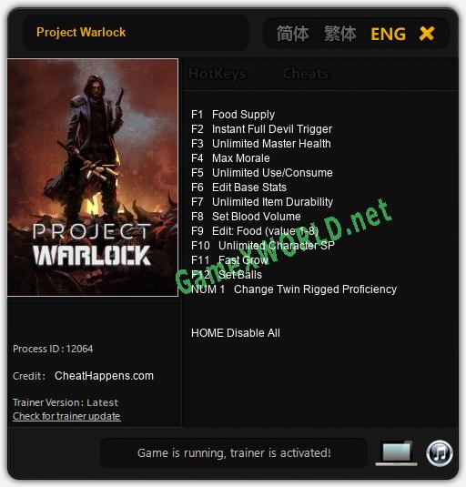 Project Warlock: Читы, Трейнер +13 [CheatHappens.com]