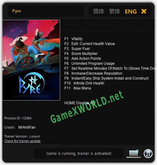 Pyre: Читы, Трейнер +11 [MrAntiFan]