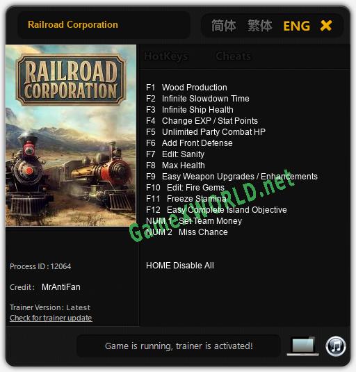 Railroad Corporation: Читы, Трейнер +14 [MrAntiFan]