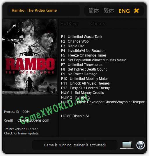 Rambo: The Video Game: Читы, Трейнер +15 [CheatHappens.com]