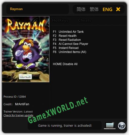 Rayman: Читы, Трейнер +6 [MrAntiFan]