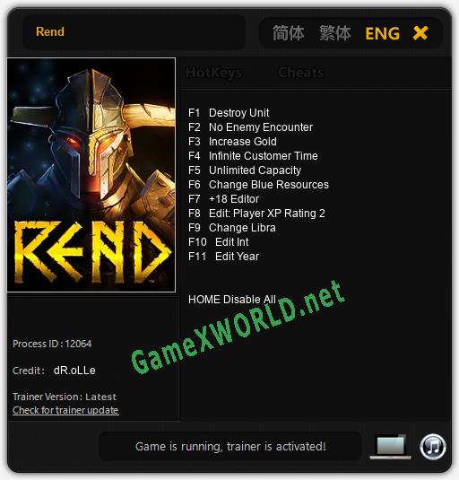 Rend: Читы, Трейнер +11 [dR.oLLe]