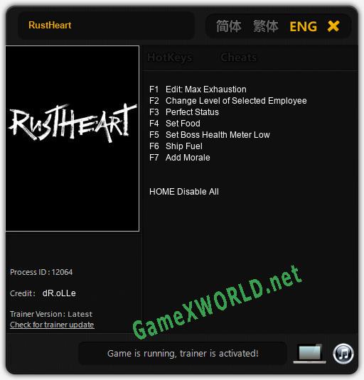 RustHeart: Читы, Трейнер +7 [dR.oLLe]