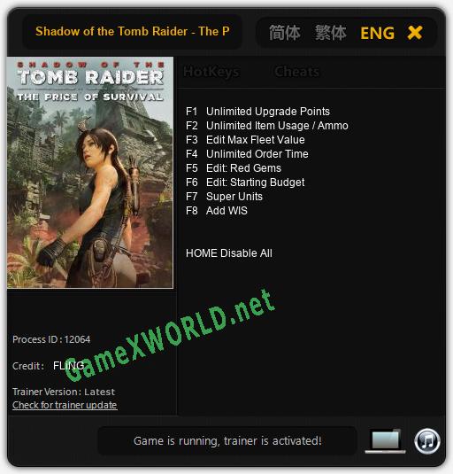 Shadow of the Tomb Raider - The Price of Survival: Читы, Трейнер +8 [FLiNG]