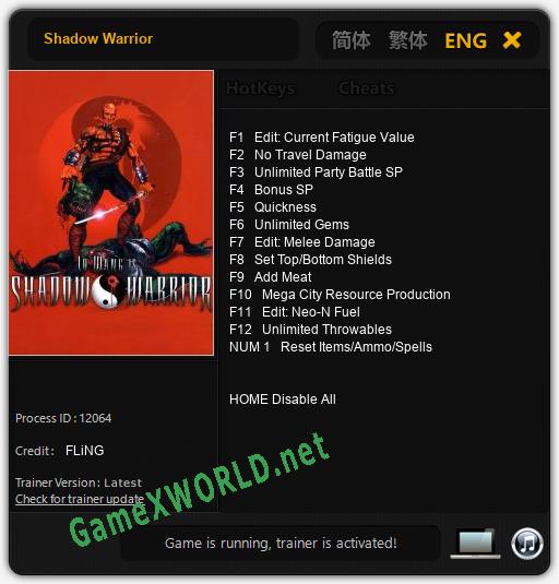 Shadow Warrior: Читы, Трейнер +13 [FLiNG]