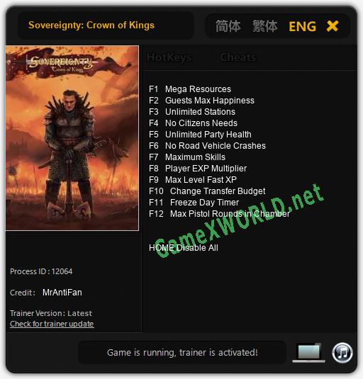 Sovereignty: Crown of Kings: Читы, Трейнер +12 [MrAntiFan]
