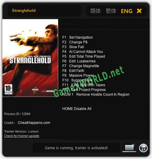 Stranglehold: Читы, Трейнер +13 [CheatHappens.com]