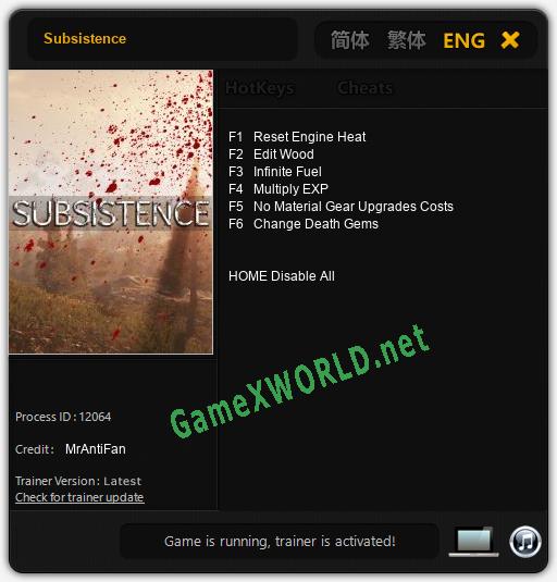 Subsistence: Читы, Трейнер +6 [MrAntiFan]