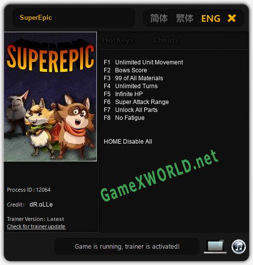 SuperEpic: Читы, Трейнер +8 [dR.oLLe]