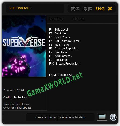 SUPERVERSE: Читы, Трейнер +10 [MrAntiFan]