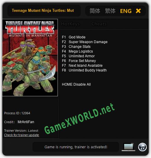 Teenage Mutant Ninja Turtles: Mutants in Manhattan: Читы, Трейнер +8 [MrAntiFan]