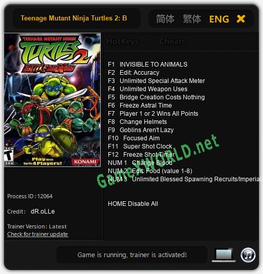 Teenage Mutant Ninja Turtles 2: Battle Nexus: Читы, Трейнер +15 [dR.oLLe]