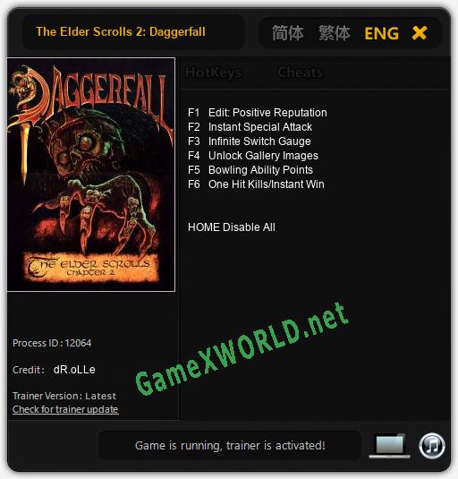 The Elder Scrolls 2: Daggerfall: Читы, Трейнер +6 [dR.oLLe]