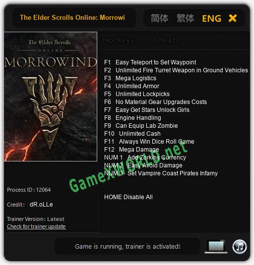 The Elder Scrolls Online: Morrowind: Читы, Трейнер +15 [dR.oLLe]