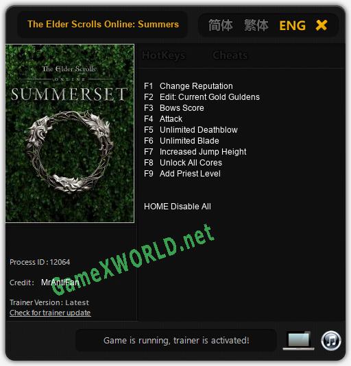 The Elder Scrolls Online: Summerset: Читы, Трейнер +9 [MrAntiFan]