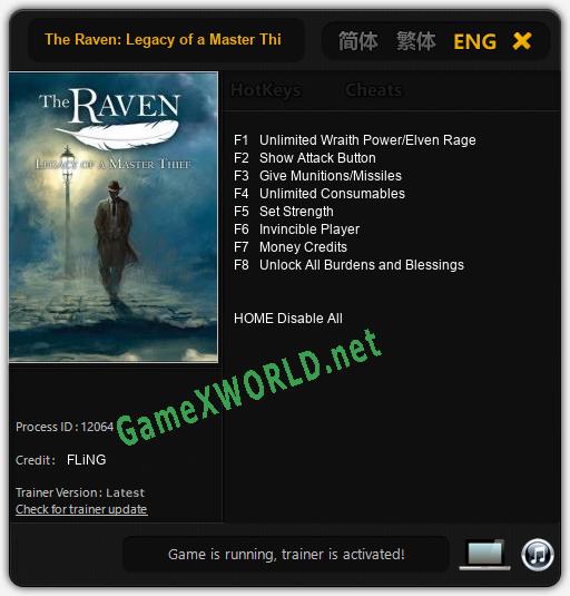 The Raven: Legacy of a Master Thief: Читы, Трейнер +8 [FLiNG]