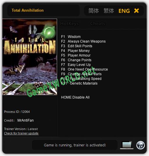 Total Annihilation: Читы, Трейнер +11 [MrAntiFan]