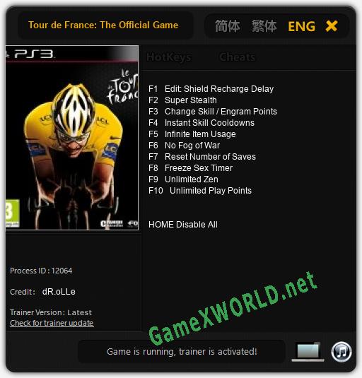 Tour de France: The Official Game: Читы, Трейнер +10 [dR.oLLe]