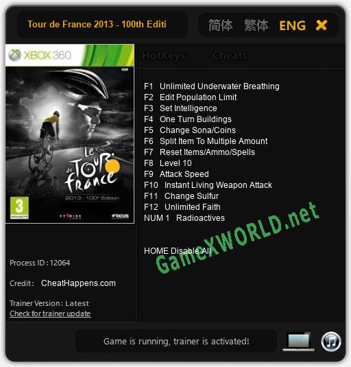 Tour de France 2013 - 100th Edition: Читы, Трейнер +13 [CheatHappens.com]
