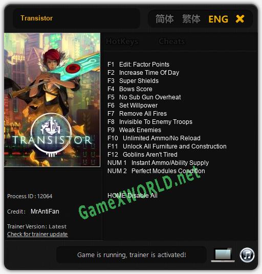 Transistor: Читы, Трейнер +14 [MrAntiFan]
