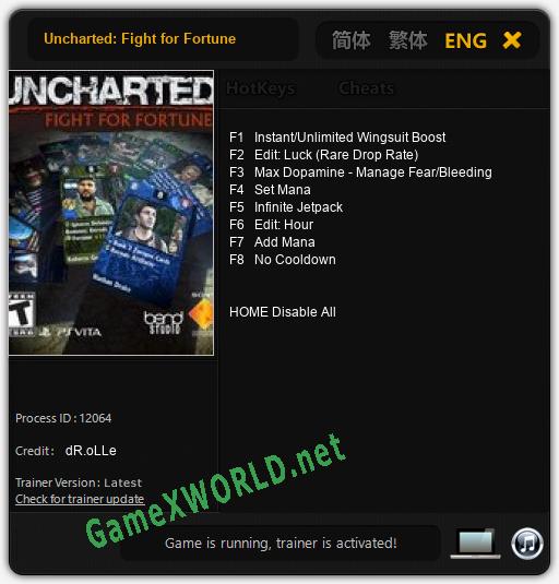 Uncharted: Fight for Fortune: Читы, Трейнер +8 [dR.oLLe]