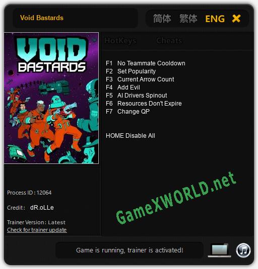 Void Bastards: Читы, Трейнер +7 [dR.oLLe]