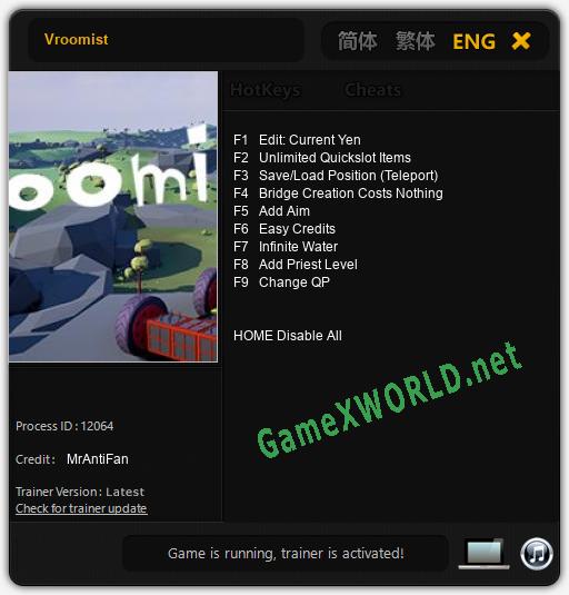 Vroomist: Читы, Трейнер +9 [MrAntiFan]
