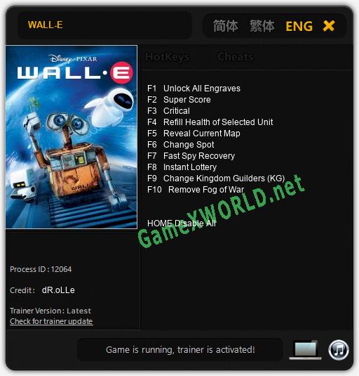 WALL-E: Читы, Трейнер +10 [dR.oLLe]