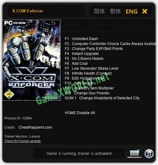 X-COM Enforcer: Читы, Трейнер +13 [CheatHappens.com]