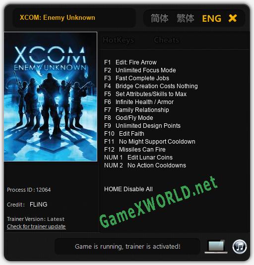 XCOM: Enemy Unknown: Читы, Трейнер +14 [FLiNG]
