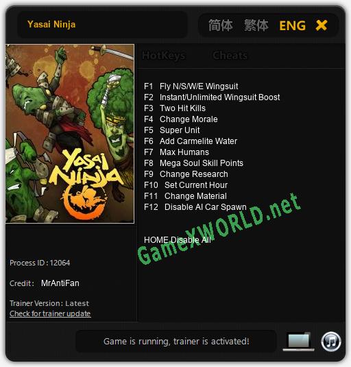 Yasai Ninja: Читы, Трейнер +12 [MrAntiFan]