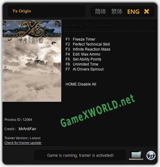 Ys Origin: Читы, Трейнер +7 [MrAntiFan]