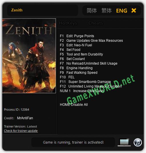 Zenith: Читы, Трейнер +13 [MrAntiFan]